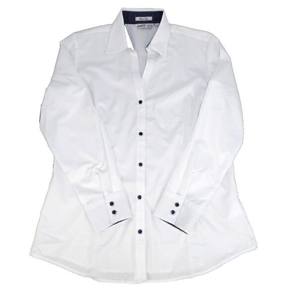 ESABEL. C white easy care button up fitted blouse woman's size M NEW, NO TAGS - Picture 4 of 5